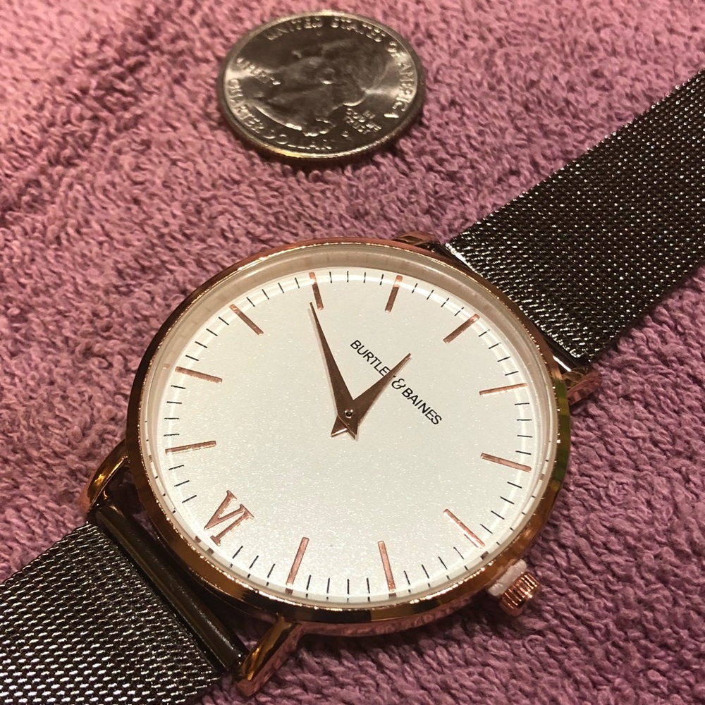 Burtley & Baines Blk & Rose Gold Large Faced Watch